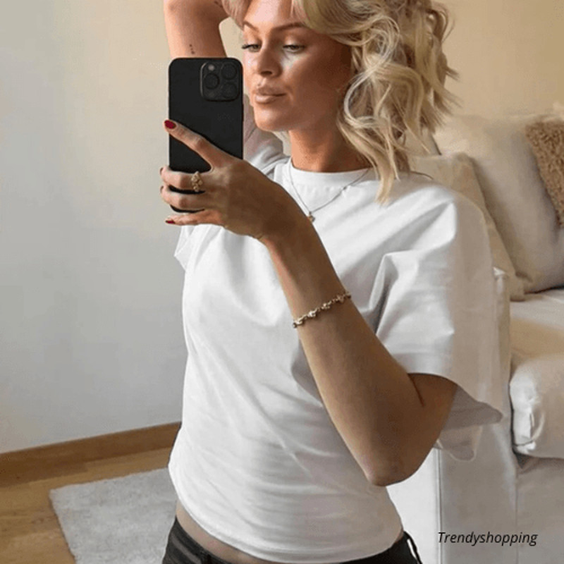 Womens Cropped Tshirt Round Neck Clothing Corset Tops Casual Fashion Homemade 3