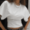 Womens Cropped Tshirt Round Neck Clothing Corset Tops Casual Fashion Homemade 5