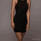 Womens Ribbed Bodycon Dress Solid Color Fitted 3