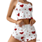 Womens Love Heart Pajamas Set Homemade Short Sleepwear 0