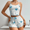 Womens Love Heart Pajamas Set Homemade Short Sleepwear 1