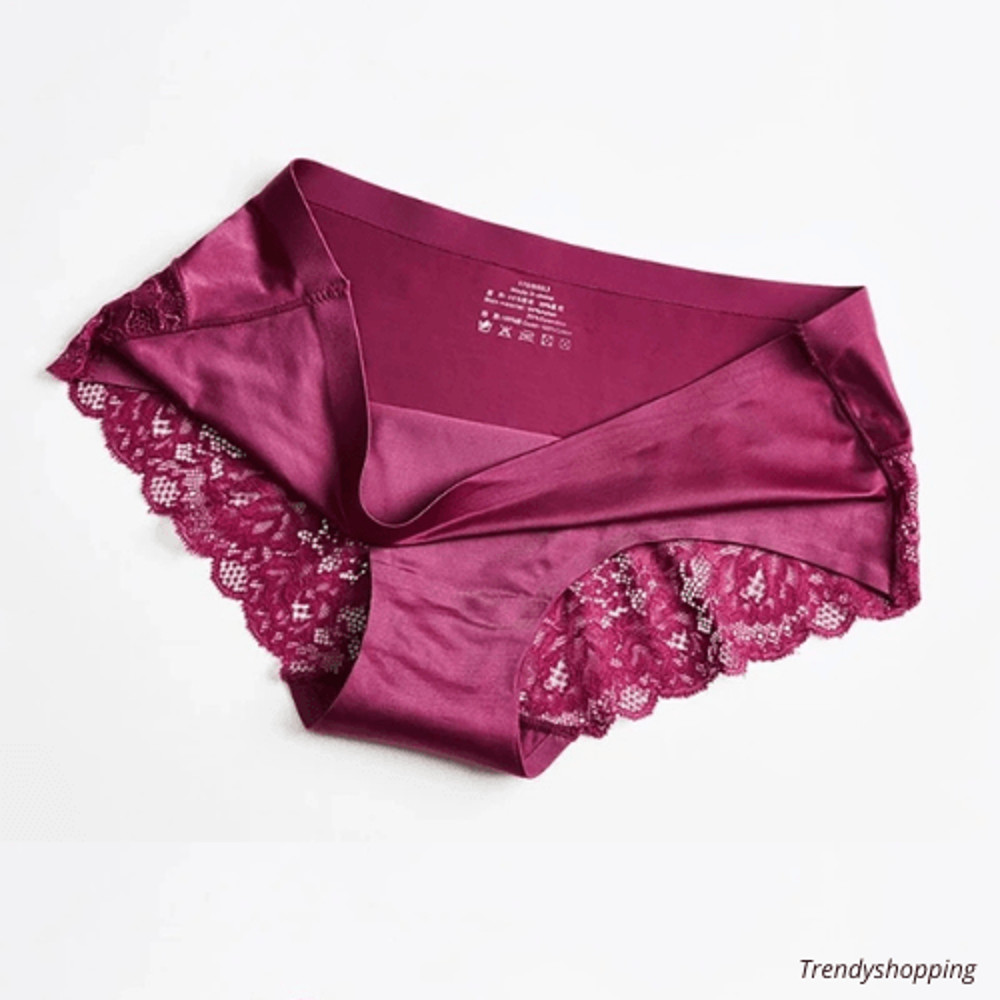 3pcs Womens Lace Seamless Solid Color Underwear Handmade 1