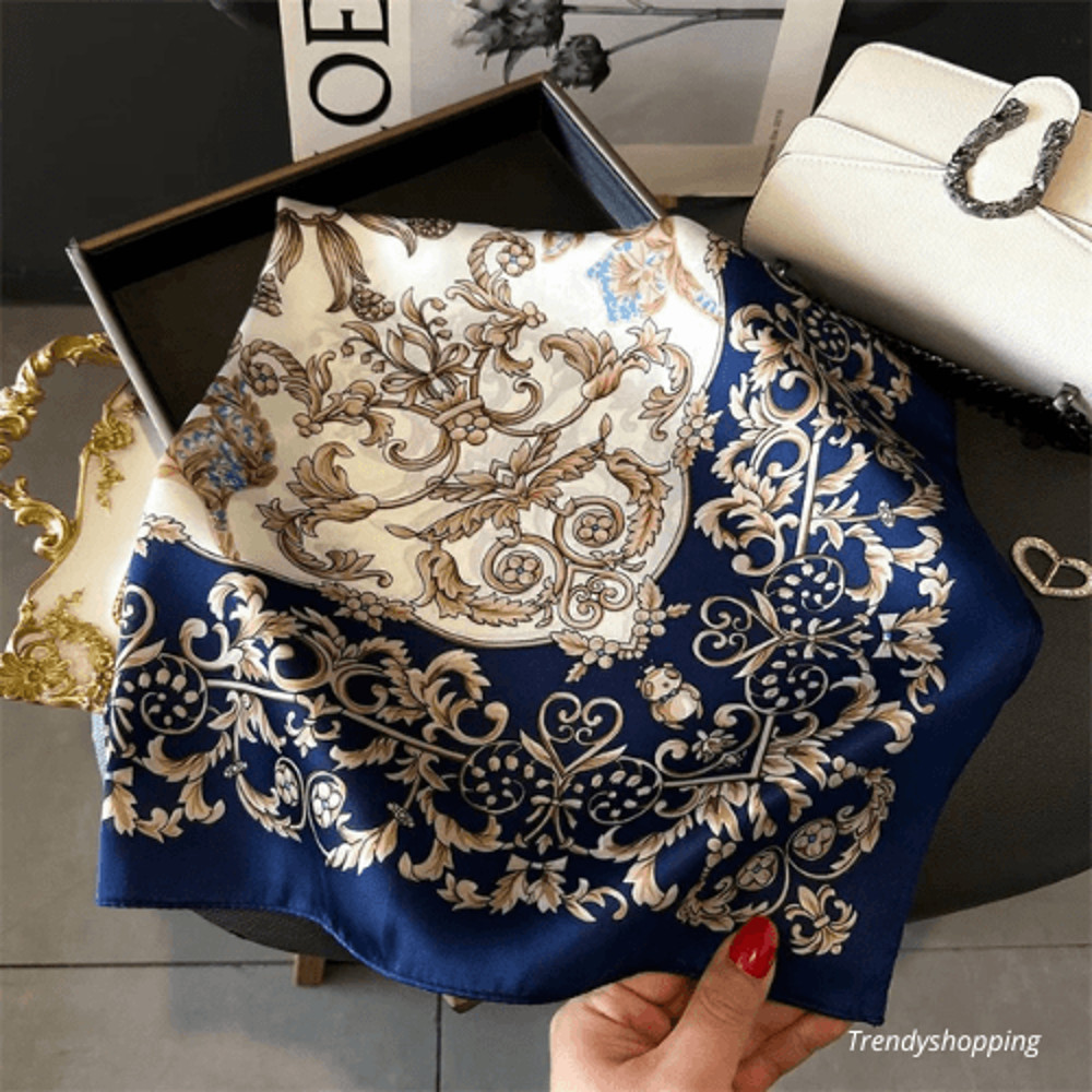 Womens Square Silk Scarf Shawl Decorative Neck Headband Luxury Design Bandana Handmade 13