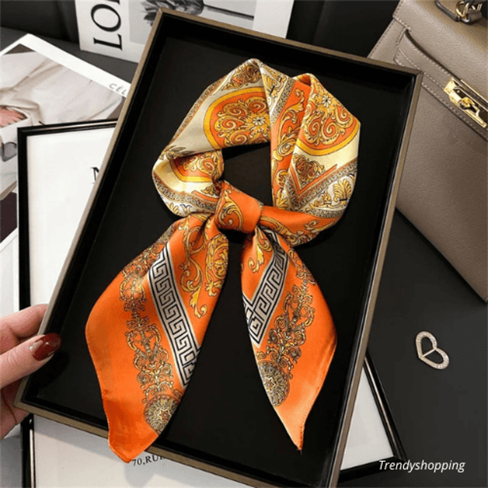Womens Square Silk Scarf Shawl Decorative Neck Headband Luxury Design Bandana Handmade 14