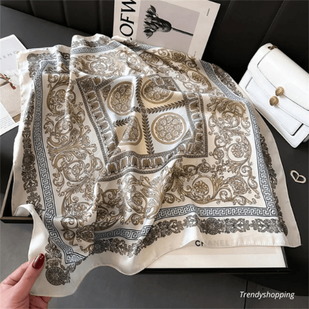 Womens Square Silk Scarf Shawl Decorative Neck Headband Luxury Design Bandana Handmade 9