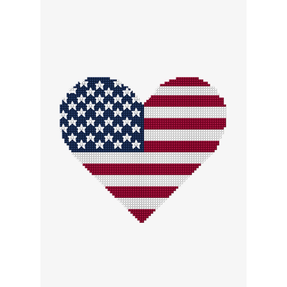 American Flag HeartEasy Cross Stitch Pattern Instant Download 0