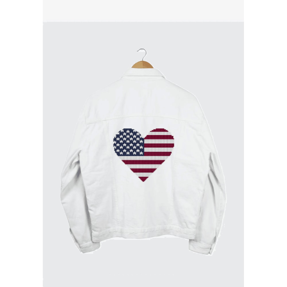 American Flag HeartEasy Cross Stitch Pattern Instant Download 1