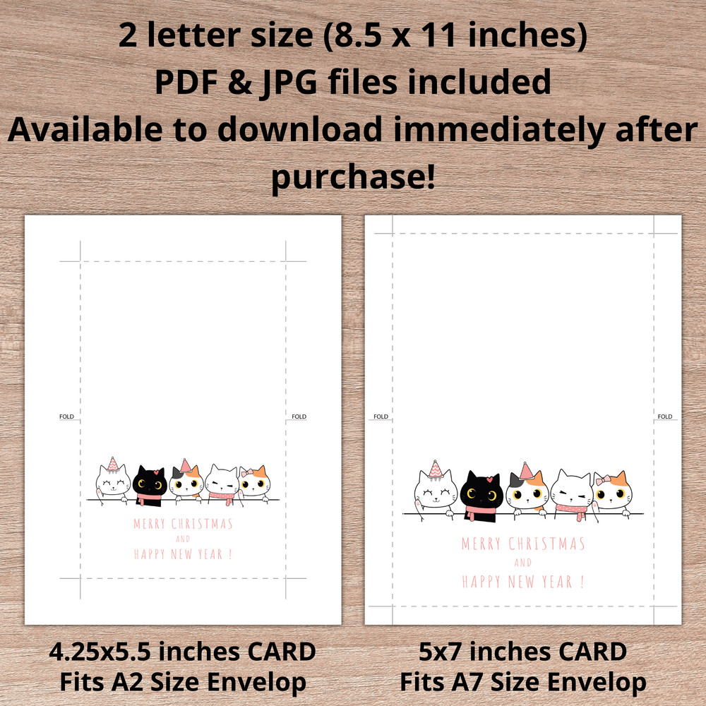 Cat Christmas Card Merry Christmas Cat Card Cat Card Funny Christmas Card Kids Card Christmas Card