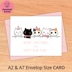 cat christmas card, merry christmas cat card, cat card, funny christmas card, kids card, christmas card from the cat, in
