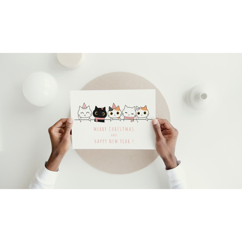 Cat Christmas Card Merry Christmas Cat Card Cat Card Funny Christmas Card Kids Card Christmas Card