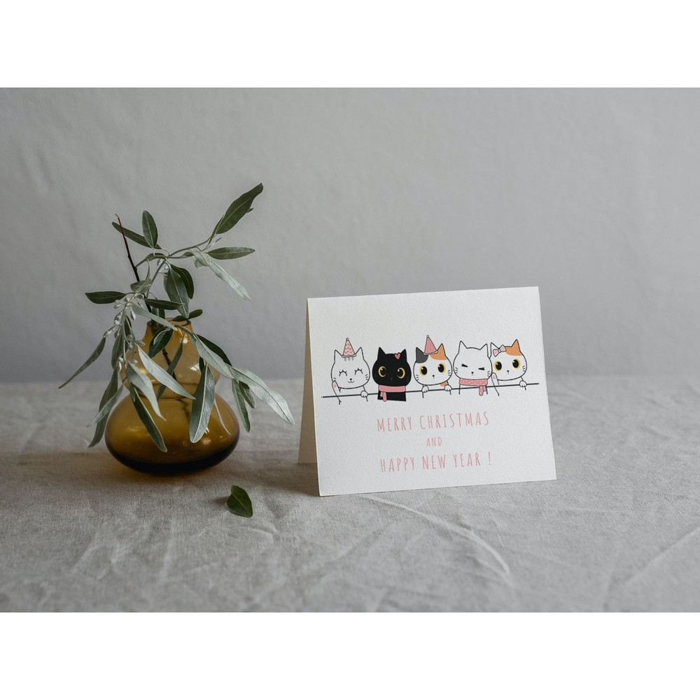 Cat Christmas Card Merry Christmas Cat Card Cat Card Funny Christmas Card Kids Card Christmas Card