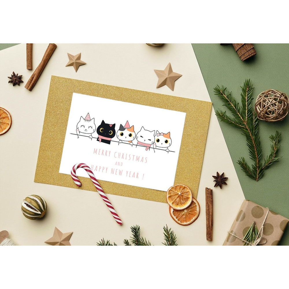Cat Christmas Card Merry Christmas Cat Card Cat Card Funny Christmas Card Kids Card Christmas Card