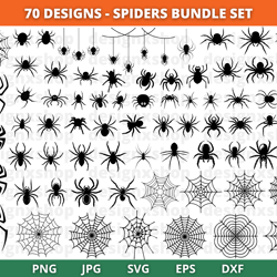 spider svg bundle, halloween spider cut files, spiderweb svg (70 designs)