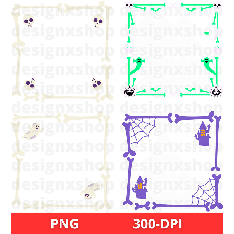 Halloween Frames Clipart Spooky Pumpkin PNG Bundle Digital Download 6