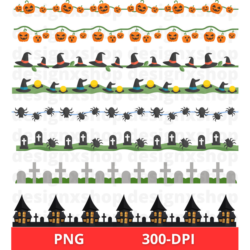 Halloween Borders Clipart Halloween Borders SVG Halloween Digital Ribbons Bunting Banners Halloween 2