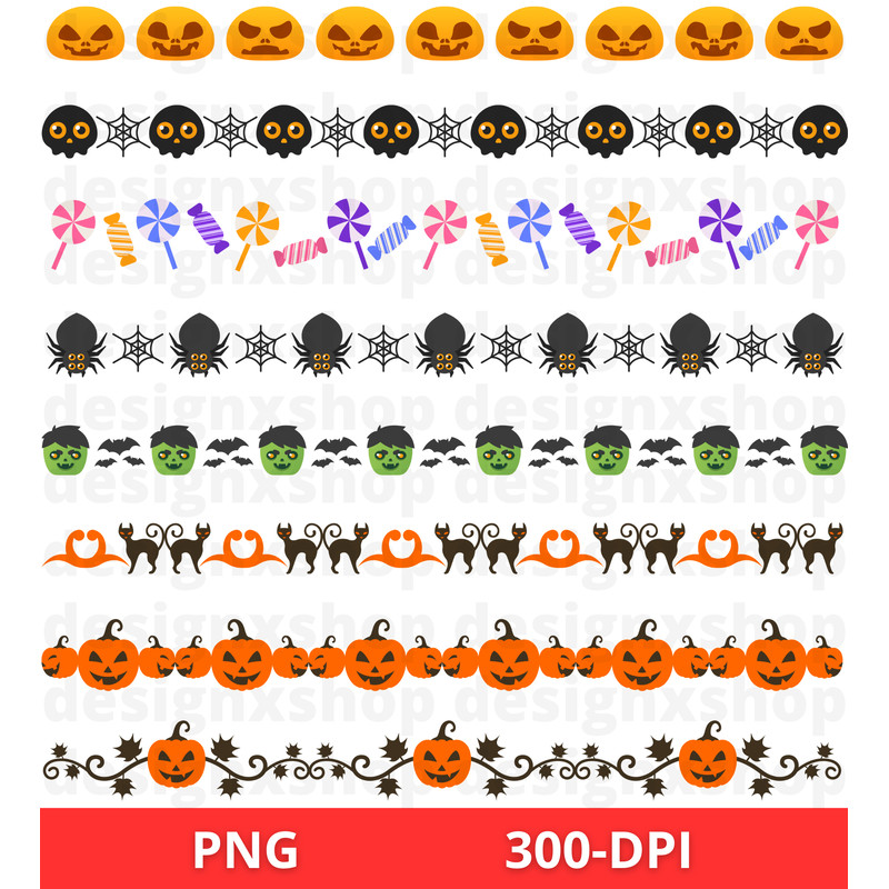 Halloween Borders Clipart Halloween Borders SVG Halloween Digital Ribbons Bunting Banners Halloween 5