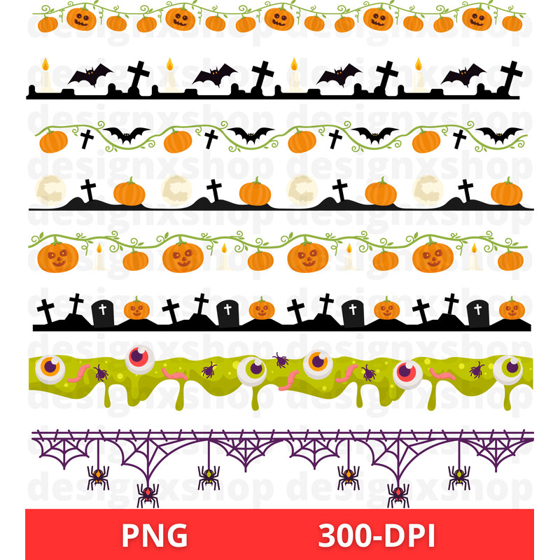 Halloween Borders Clipart Halloween Borders SVG Halloween Digital Ribbons Bunting Banners Halloween 7