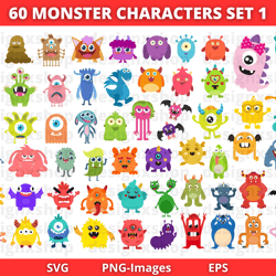 monsters clipart | halloween monster characters clipart | monster svg | monster party svg | halloween svg