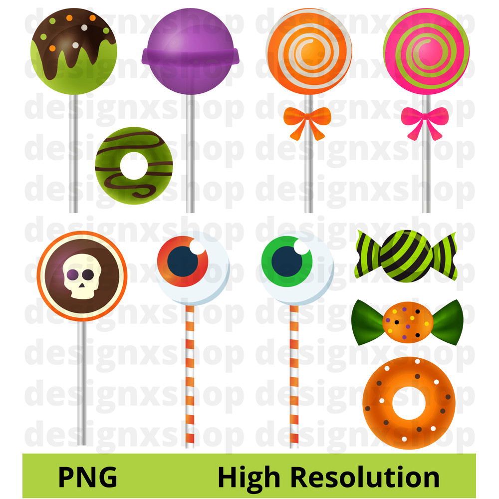 Halloween Sweets Clipart Cupcakes Candy Pumpkins SVG  PNG 6