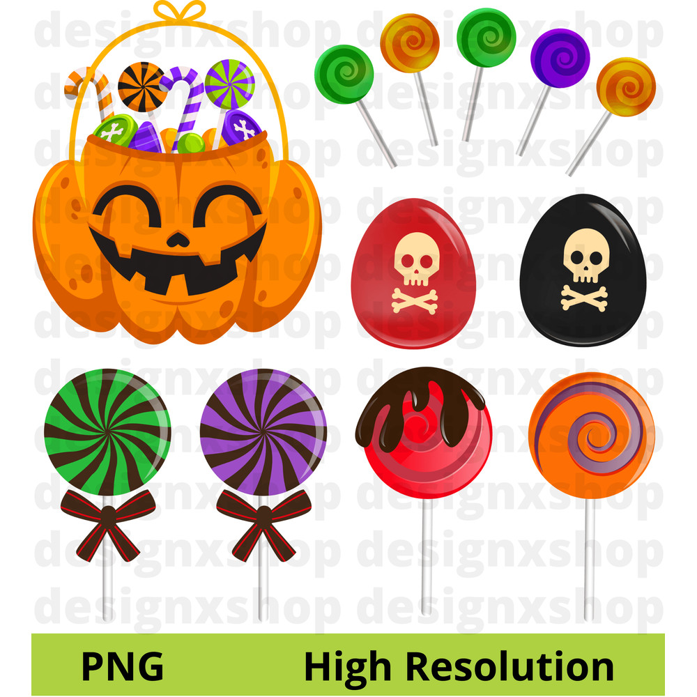 Halloween Sweets Clipart Cupcakes Candy Pumpkins SVG  PNG 4