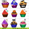 Halloween Sweets Clipart Cupcakes Candy Pumpkins SVG  PNG 1