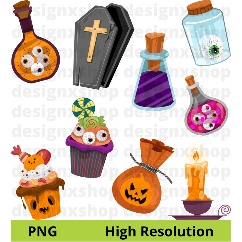 Halloween Clipart Trick Or Treat Black Cat Ghost Pumpkin Haunted House Happy Halloween Clipart 3