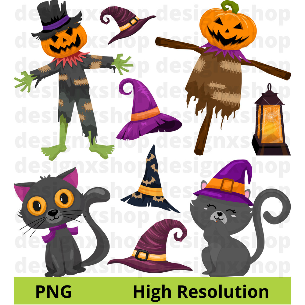 Halloween Clipart Trick Or Treat Black Cat Ghost Pumpkin Haunted House Happy Halloween Clipart 2