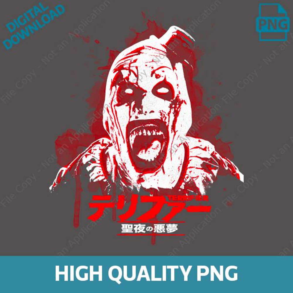 Terrifier Horror Clown PNG  Creepy Scary Villain Digital Download  Dark Halloween Sublimation PNG 0