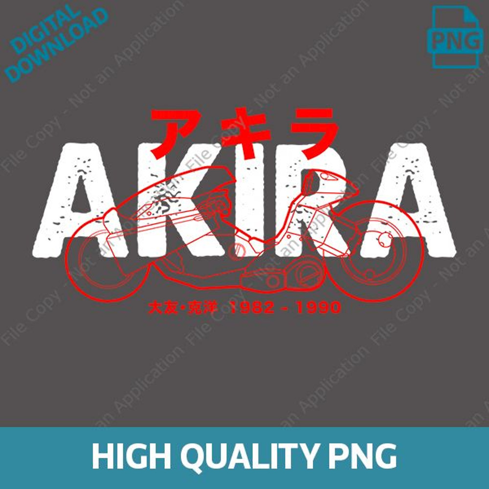 Akira Anime PNG Kaneda Bike Retro Manga Art PNG 80s Cyberpunk Digital Sublimation Download File 0