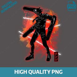 chainsaw man anime t-shirt design | horror manga digital download png | dark graphic artwork for printing