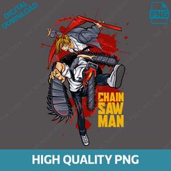 chainsaw man anime png | japanese manga series digital download t-shirt design | manga action artwork for printing