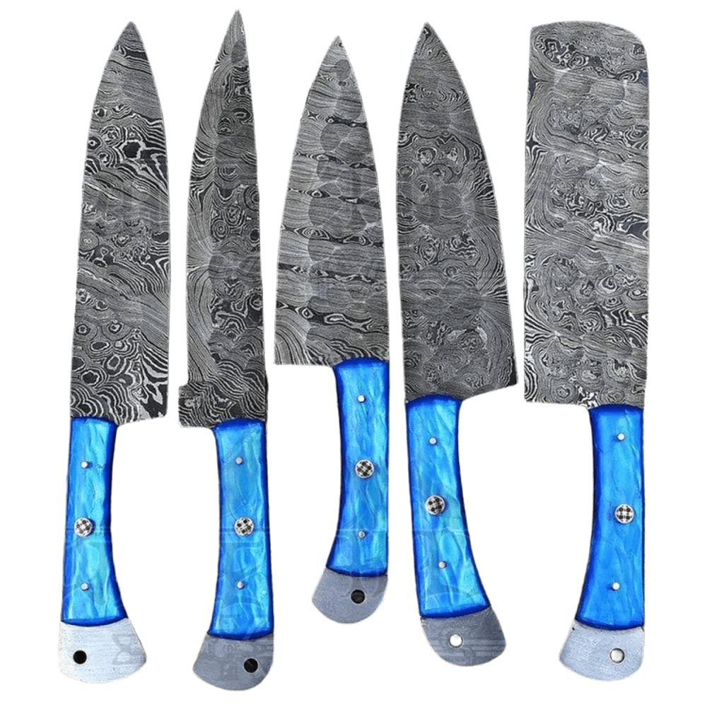 Custom 5Piece Handmade Chef Knife Set With Leather Roll Personalized Gift For Chefs BBQ Birthdays 0