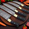 Custom 5Piece Damascus Chef Knife Set  HandForged Kitchen Knives With Leather Roll  Personalized Gi 0