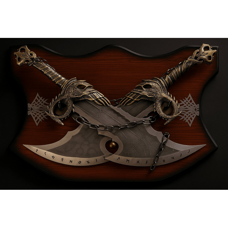 Handmade KratosInspired Blades Of Chaos With Chain  Wall Mount Perfect Gamer Collectible Cosplay Pr 0