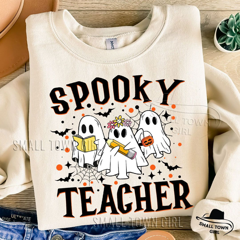 Spooky Teacher Png Halloween Png Cute Ghost Png Spooky Vibes Png Retro Halloween Png Fall Png 1
