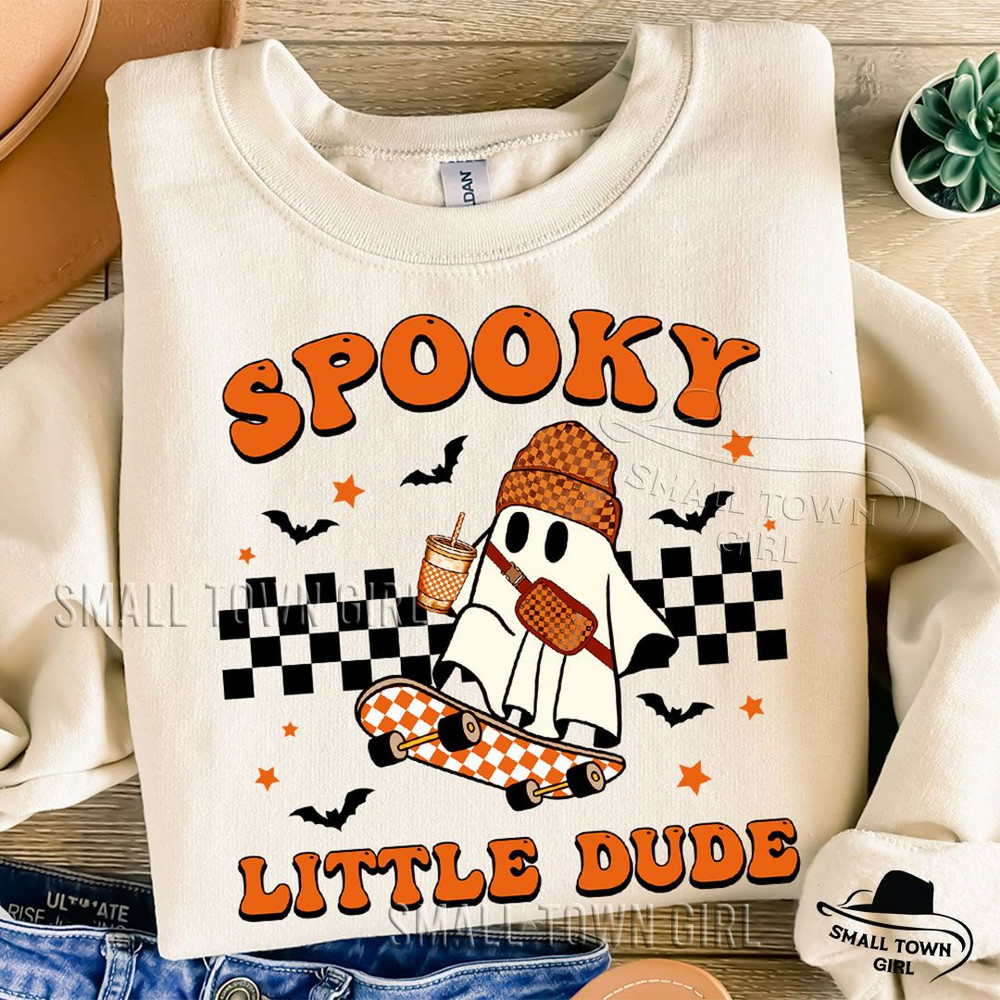 Spooky Little Dude Png Ghost Png Retro Halloween Boy Shirt Spooky Dude Png Baby Boy Halloween Svg B 1