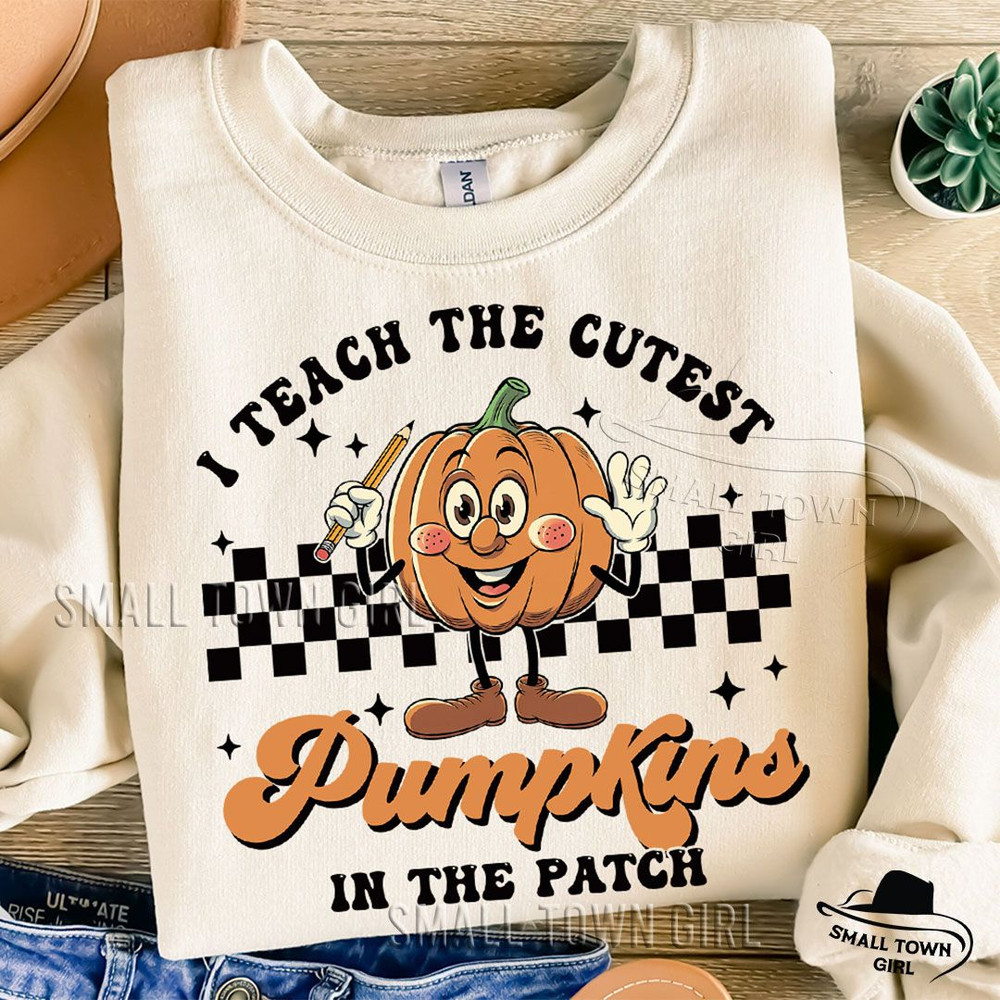 I Teach The Cutest Pumpkins In The Patch Png Teacher Halloween Png Retro Pumpkins Png Fall Teacher  1