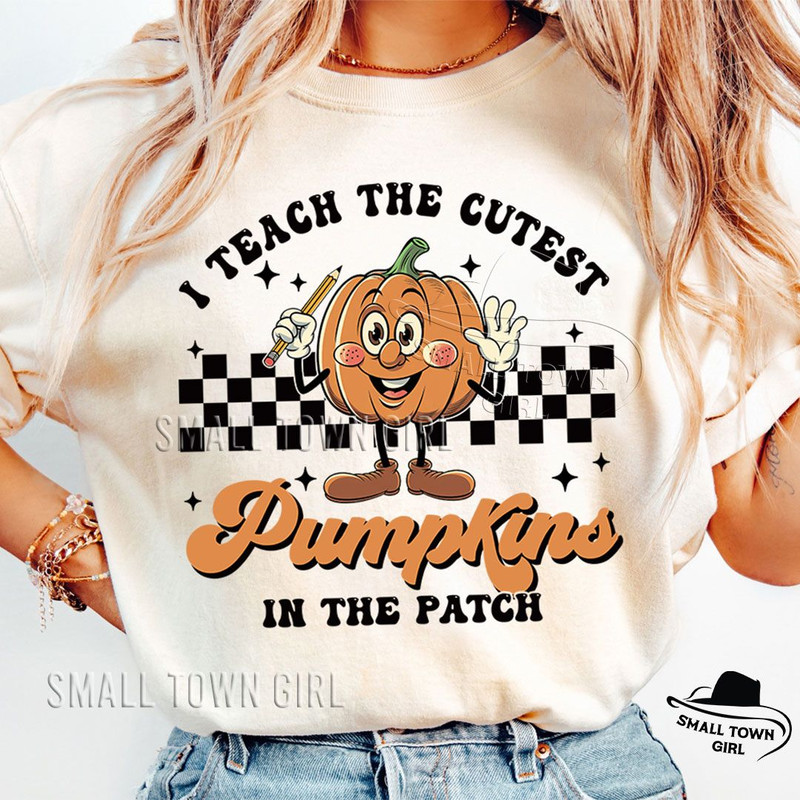 I Teach The Cutest Pumpkins In The Patch Png Teacher Halloween Png Retro Pumpkins Png Fall Teacher  2