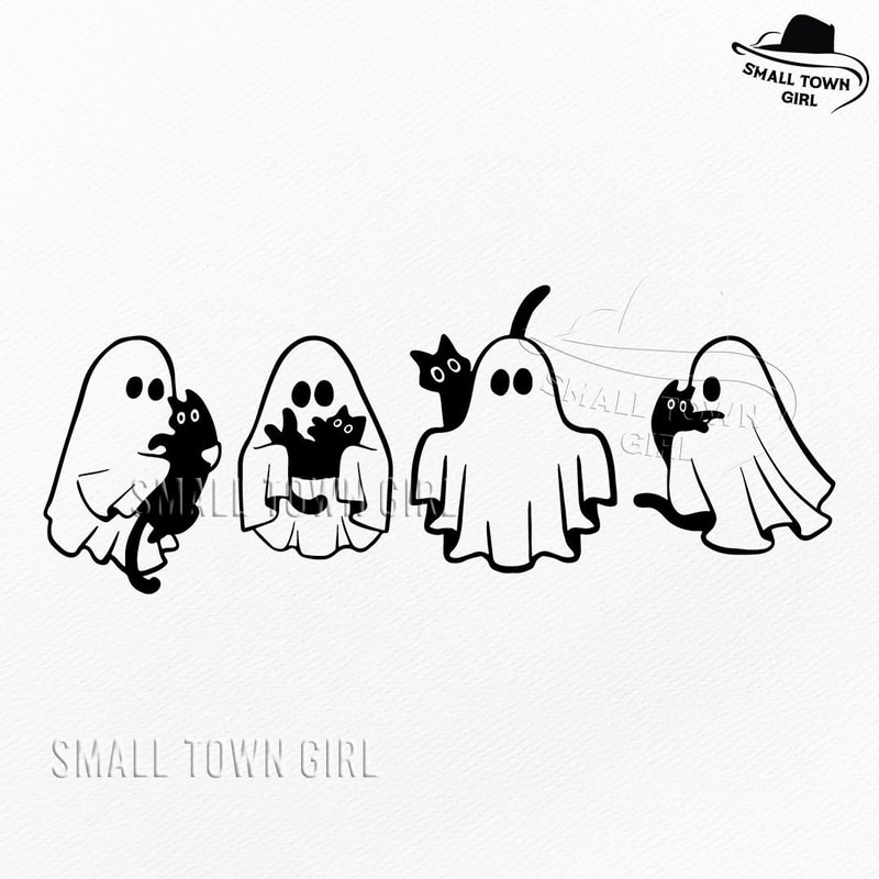 Ghosts With Cat Png Cute Halloween Ghosts Png Cat Lover Ghost Png Halloween Cat Mom PNG Spooky Seas 0