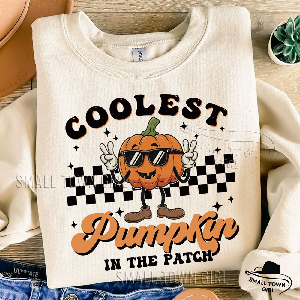 Coolest Pumpkin In The Patch Png Fall Png Distressed Fall Png Retro Pumpkin Boy Shirt Png Fall Shir 1