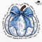Blue Floral Pumpkin Coquette Bow Fall Png Thankful Grateful Blessed Png Blue Floral Pumpkin Png Boh 0