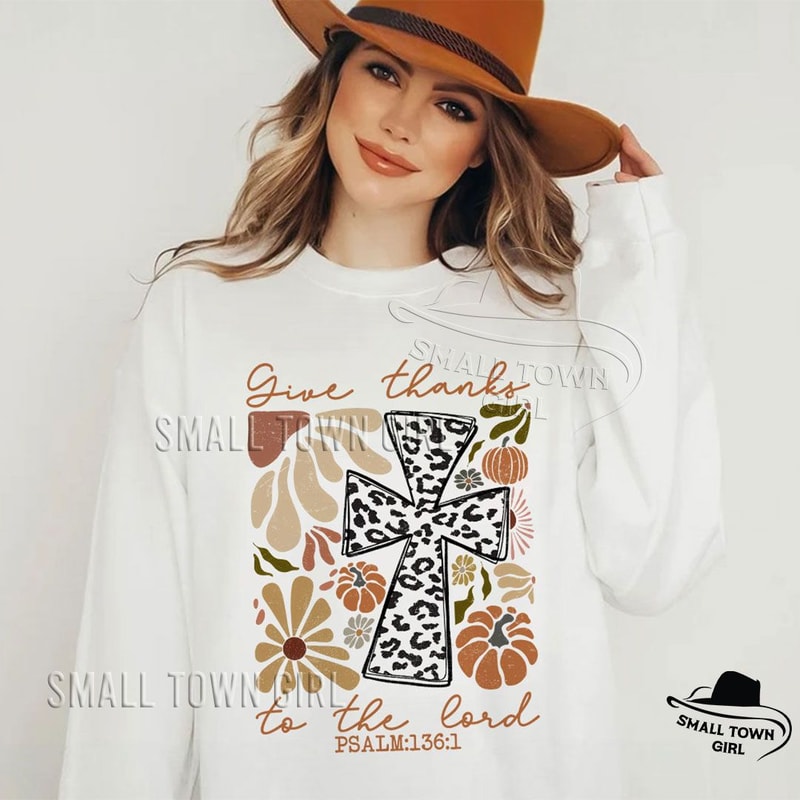 Retro Boho Floral Pumpkin Fall Christian Png Give Thanks To The Lord Png Fall Pumpkin Png Thanksgiv 1