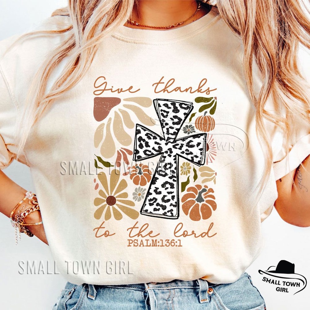 Retro Boho Floral Pumpkin Fall Christian Png Give Thanks To The Lord Png Fall Pumpkin Png Thanksgiv 3