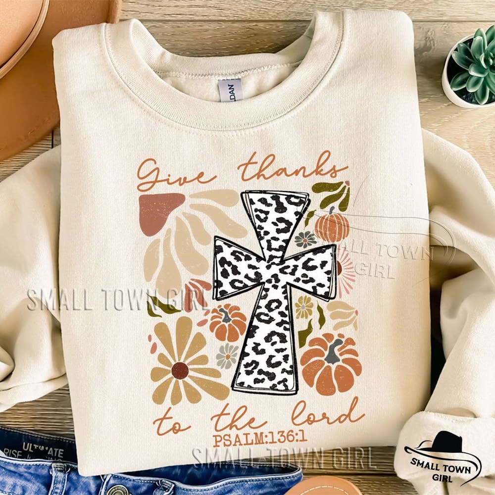 Retro Boho Floral Pumpkin Fall Christian Png Give Thanks To The Lord Png Fall Pumpkin Png Thanksgiv 4