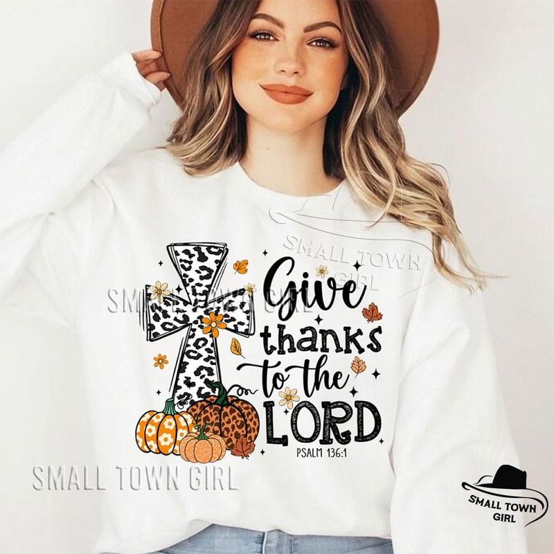Give Thanks To The Lord Fall Christian Png Fall Pumpkin Png Thanksgiving Coquette Png Leopard Pumpk 2