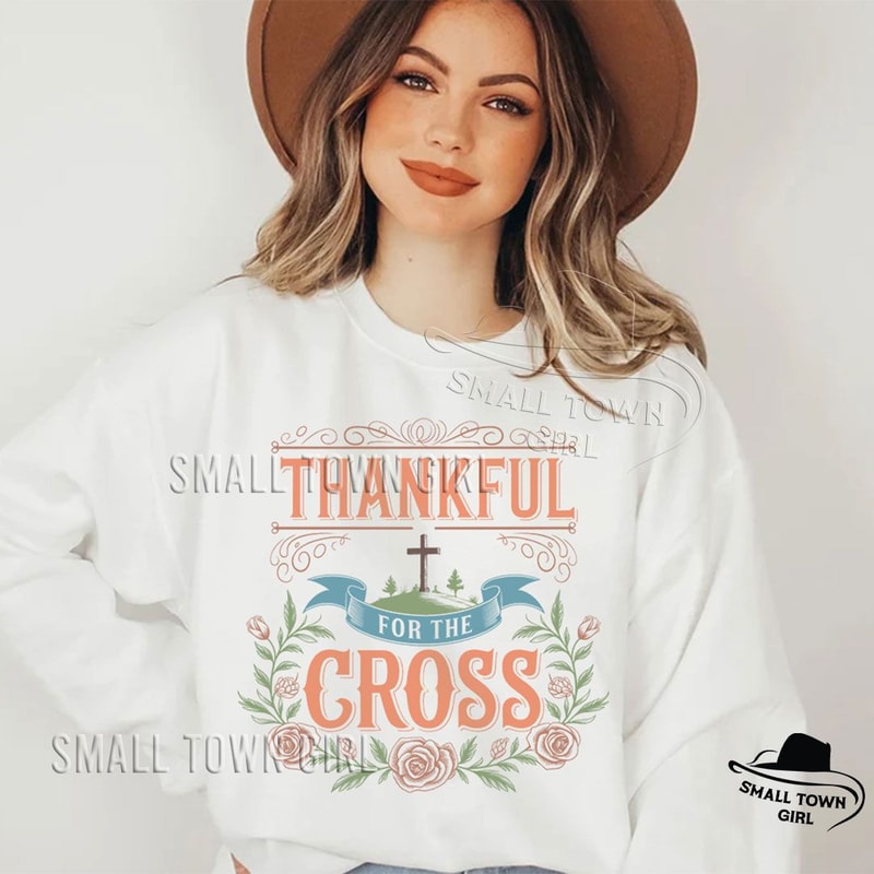 Thankful For The Cross Fall Christian Png Thanksgiving Png Christian Sublimation Designs Grateful P 3
