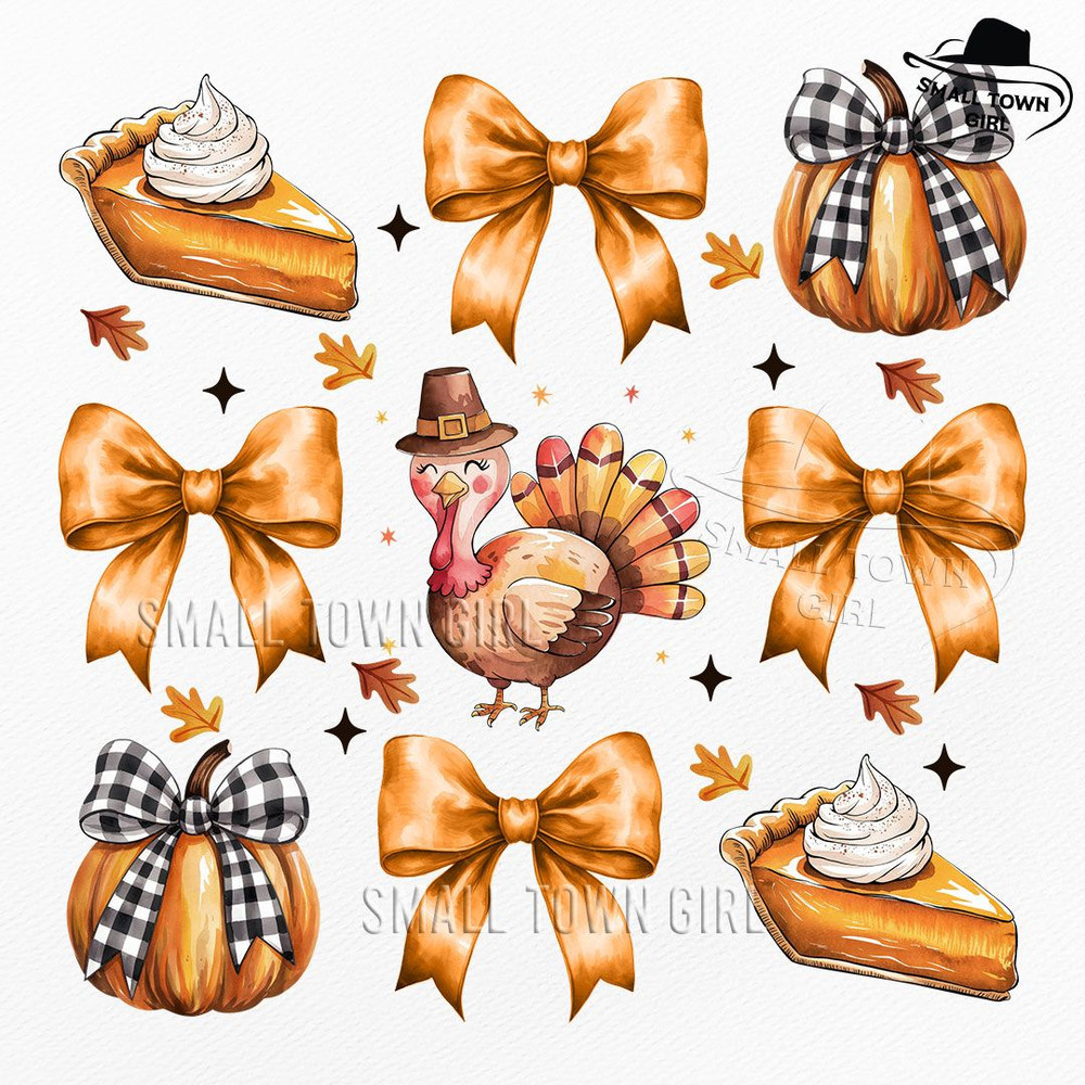 Retro Thanksgiving Fall Coquette Bow Png Retro Thanksgiving Png Retro Fall Pumpkin Bow Png Fall Coq 0