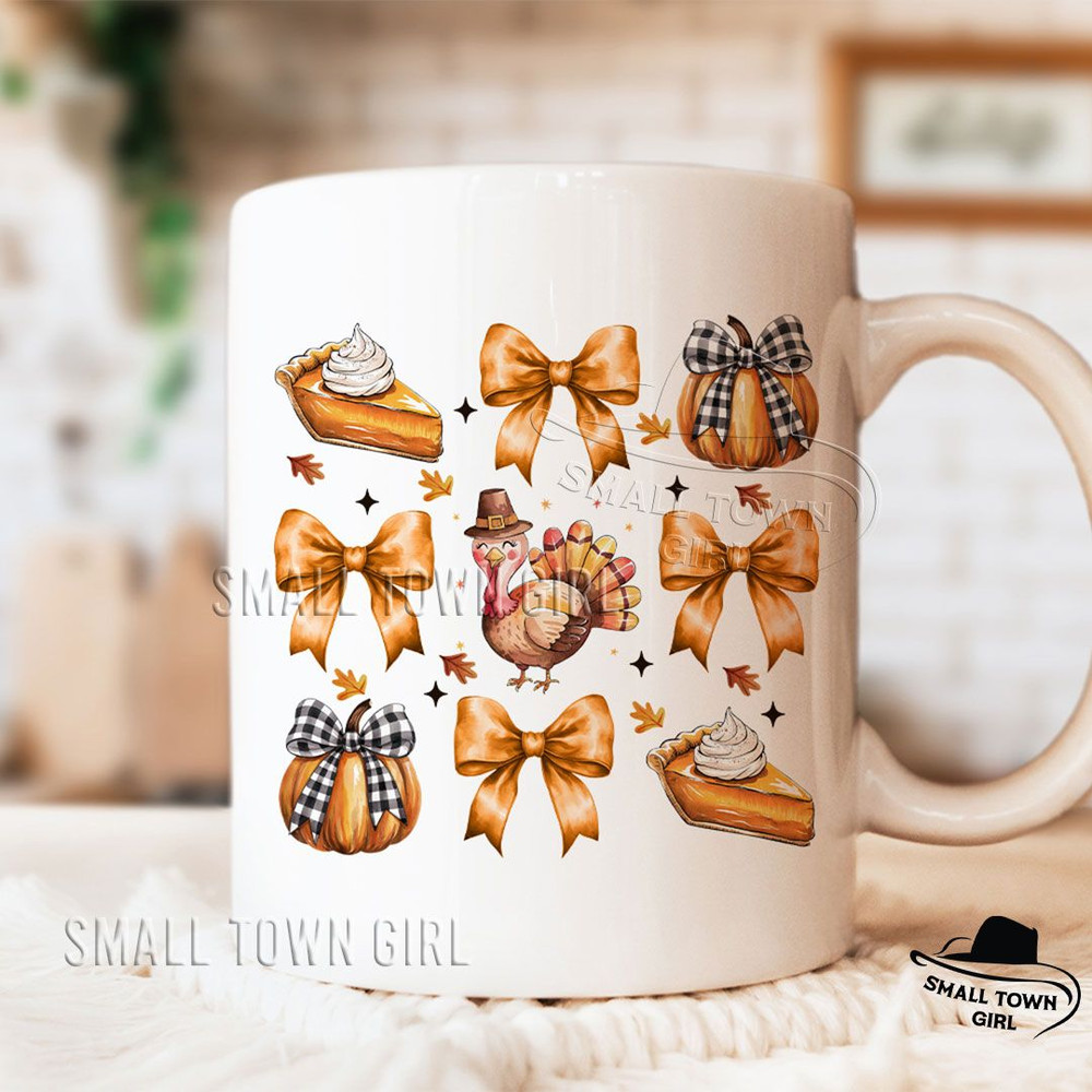 Retro Thanksgiving Fall Coquette Bow Png Retro Thanksgiving Png Retro Fall Pumpkin Bow Png Fall Coq 3