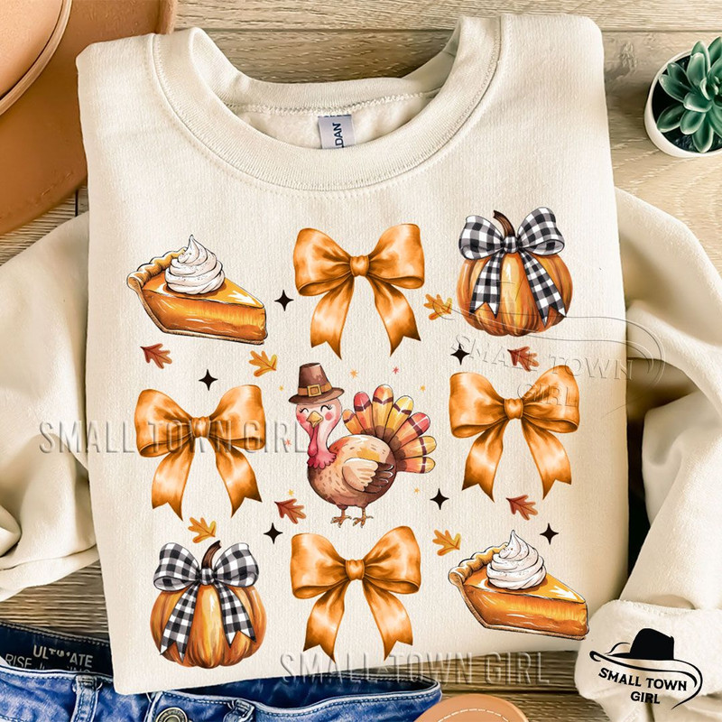 Retro Thanksgiving Fall Coquette Bow Png Retro Thanksgiving Png Retro Fall Pumpkin Bow Png Fall Coq 1
