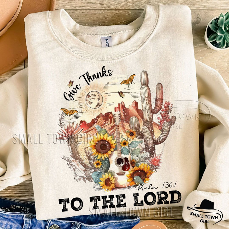 Retro Western Christian Bible Fall Boho Png Give Thanks To The Lord Png God Png Autumn Christian Bo 2